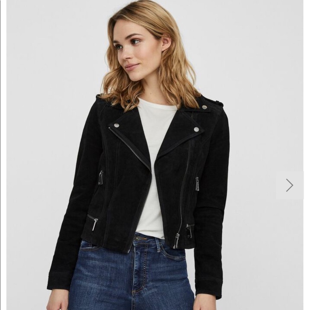Veto moda 100% genuine suede leather jacket